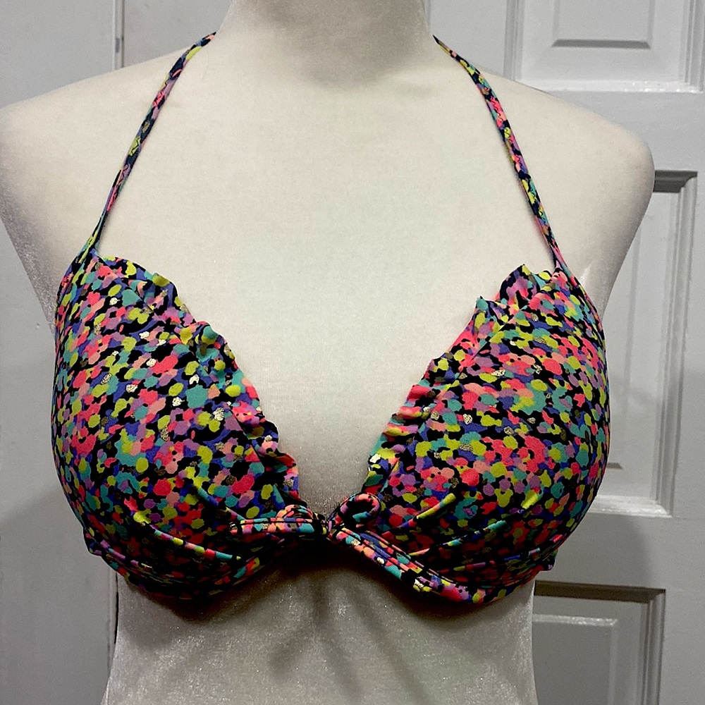 Victoria’s Secret The Fabulous Bikini Swim Top Multicolor Confetti 34B Push-Up